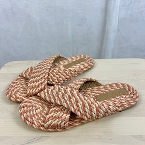 SALT + UMBER Rope Slide Sandals Women's Size 7‎ Anthropologie Dusty Pink Cream